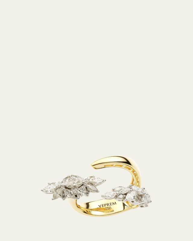 18K Gold In-Between Finger Ring with Diamonds